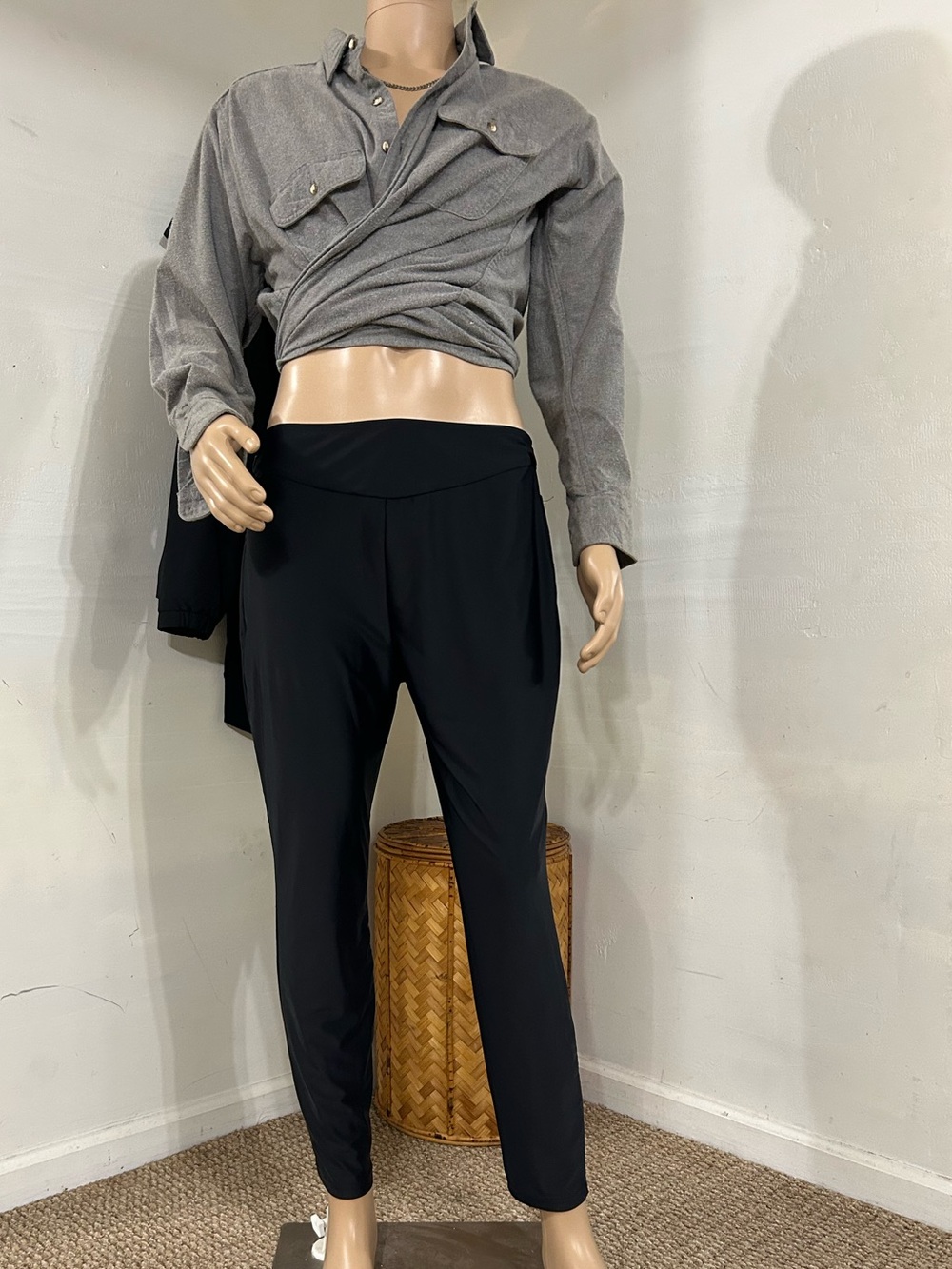 Black High-Waist Tapered Women's Pants/leggings